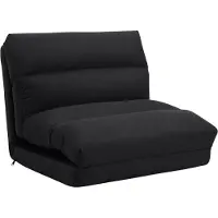 Happiq Vloersofa Fauteuil – 180° en Om te Bouwen tot Bed - Zwarte Polyesterstof - Verstelbare Rugleuning 90°