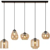 Olucia - CAIA - Hanglamp - Amber / Zwart - 5L - Vorm: Rechthoek