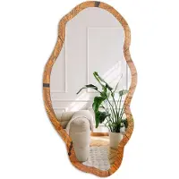 Coloray Houten Constructie Spiegel - Bruin Moderne Rechthoekige Wandspiegel - Organische Spiegel - Woonkamer, Kantoor, Slaapkamer - Rustiek - 45x90 cm - Totale afmeting 52x97 cm