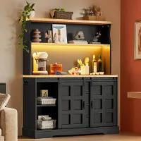 MODFU - Keukenkast - Led - Stopcontact - Zwart - Mdf - 120 X 40 X 150 Cm