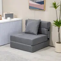 HAUSS SPOLE Fauteuil - 2-in-1 Slaapfauteuil - Opvouwbaar Met Slaapfunctie - Voor Woonkamer, Slaapkamer En Kantoor - Polyester Donkergrijs