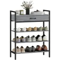 HOMCOM Schoenenrek Spaanplaat, Metaal 70L x 30B x 87,6H cm Grijs