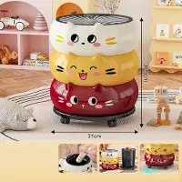Double Horse Creatieve, kleurrijke prullenbak met kittenmotief / Grote prullenbak met deksel, voor thuisgebruik / Geschikt voor woonkamer, slaapkamer en keuken / Leuke cartoonprullenbak van 20 liter