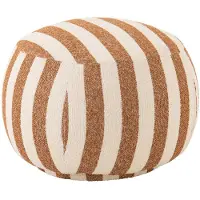J-Line pouf gestreept multiplex - camel/gebroken wit - 62 x 62 x 46 cm