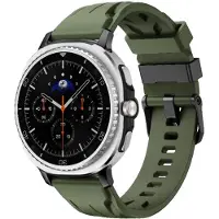 Strap-it race siliconen bandje smartwatchband geschikt voor Samsung Galaxy Watch 9 (40/44mm) / Watch 8 (40/44mm) / 8 Classic (46mm) - legergroen