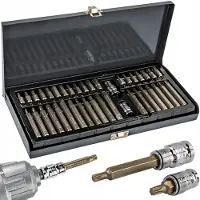 Powermat 40-delige Impact Bitset CrV: Hex, Torx, Spline met Adapters