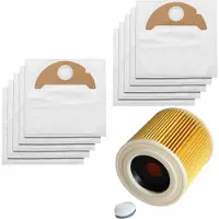 Super Merchant - Stofzuigerzakken en filters voor Karcher WD2 A2004 2054 MV2 | 6.904-322.0 + Filtr 6.414-552.0 - 10 zakken + 1 filter