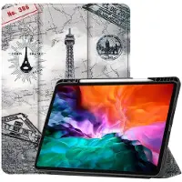 Mobigear Tablethoes geschikt voor Apple iPad Pro 12.9 Inch (2021) Hoes | Tri-Fold Gel Bookcase + Stylus Houder - Eiffeltoren