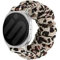 Strap-it Scrunchie Nylon bandje geschikt voor Samsung Galaxy Watch 9 (40/44mm) / Watch 8 (40/44mm) / 8 Classic (46mm) – Comfortabel, Zacht, Verstelbaar – Luipaardprint