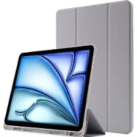 Mobigear Tablethoes geschikt voor Apple iPad Air 11 Inch (2026) Hoes TPU,Kunstleer | Tri-Fold Gel Bookcase + Stylus Houder - Grijs