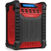 Audizio Bouwradio - Jobsite bouwradio met accu - Bluetooth, DAB+ en FM - IP54 waterdicht - Rood