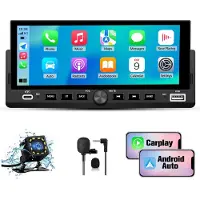 Hexinex 1 DIN Autoradio - met Draadloos CarPlay & Android Auto 6,86" IPS Touchscreen - Bluetooth, USB-C + Gratis Achteruitrijcamera en Microfoon