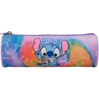 Disney Stitch - Etui – Pennenzak – rond - Pastel Regenboog – 23 x 8 cm – Officiële Licentie