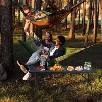 HAUSS SPOLE Campingtafel - Opvouwbare Zware Tafel Met Handvat En 135 Kg Draagkracht - Voor Kamperen Picknick En Feesten - Zwart - 180x73,6x73,6 Cm