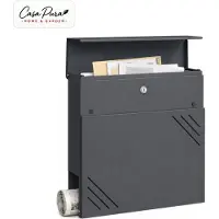 Casa Pura Brievenbus Lucien met krantenhouder – Afsluitbaar – Antraciet – 37 x 37 x 10,5 cm