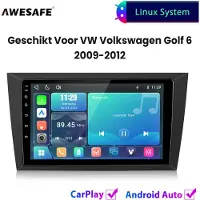 AWESAFE Autoradio - Geschikt Voor VW Volkswagen Golf 6 2009 t/m 2012 - Draadloos Carplay Android Auto - Linux systeem - Touchscreen - Bluetooth Wifi - 2009 2010 2011 2012