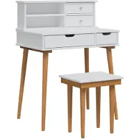 vidaXL Make-up tafel set FAUSKE, 3 stuks, wit, 76 x 50 x 103,5 cm