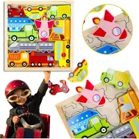 Sarcia.eu Houten puzzel "Voertuigen" voor kinderen - 12 stukken