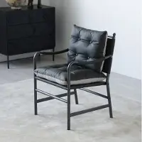 STILVORA Fauteuil - Retro Accentstoel Met Armleuningen - Comfortabele Loungefauteuil - Voor Woonkamer, Slaapkamer En Kantoor - Leer Metaal Zwart