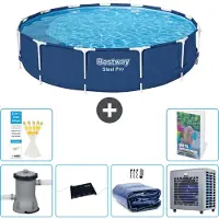 Bestway Steel Pro, ronde opblaasbare zwembad - 396x84 cm - 5-delig, model S216