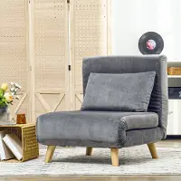 STILVORA Fauteuil Slaapstoel 72 x 78 x 79 cm - 2-in-1 Uitklapbaar Met 6-Standen Rugleuning - Voor Woonkamer En Logeerkamer - Polyester Grijs