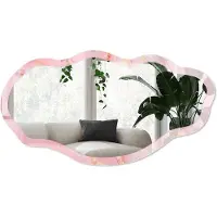 Wallfluent Roze Droom Spiegel - Roze Moderne Rechthoekige Wandspiegel - Organische Spiegel - Woonkamer - Klassiek - 45x90 cm - Totale afmeting 52x97 cm