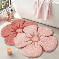 Snq Badkamettegel Bloemen Zachte Pluche Badmat - Niet-glijdend - Wasbaar - Hoogabsorberend - Voor Douche en Badkamer - 45 x 70 cm