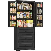 Happiq Keukenkast – Voor keukenopslag – 2 deuren, 3 lades, verstelbare planken – Wit, 60x40x150 cm
