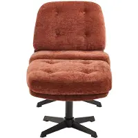 Vente-unique Fauteuil met voetenbank in gestructureerde terracotta stof TOLOZI