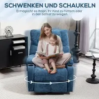 HAUSS SPOLE Relaxfauteuil Draaibaar En Schommelbaar Met Verstelbare Rugleuning En Voetsteun Voor Woonkamer En Ontspanning Blauw Stof