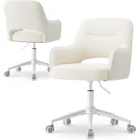 COLAMY Ergonomische Bureaustoel - Zachte Fluwelen Bekleding - 360° Draaibaar - In Hoogte Verstelbaar - Comfortabele Dikke Zitting - Metalen Voetkruis - Stille Wieltjes - Beige