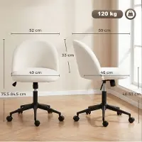 OKWISH Bureaustoel - 52 Cm - Draaibaar, Hoogteverstelbaar En Met Wielen - Voor Kantoor Of Thuiswerkplek - Polyester - Cremewit