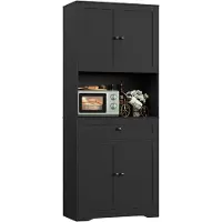 Happiq Keukenkast – Voor keukenopslag en pantry – Met 4 deuren, lade en verstelbare planken – 180x75x40cm