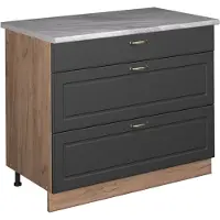 Vicco Keukenonderkast Fame-Line, Anthrazit-Gold Landhaus/Goudkleurig Eiken, 100 cm, WB Marmer