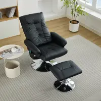HAUSS SPOLE Relaxfauteuil 76 X 75 X 103 Cm - Massage Met Verwarming En 140° Ligstand - 360° Draaibaar Met Voetenbank - PU - Zwart