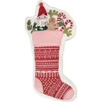 Clayre & Eef Sierkussen Kerstsok 20x40x4 cm Roze Polyester