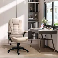 OKWISH Bureaustoel 68 Cm - Ergonomische Massagestoel Met Warmte En Ligfunctie - Voor Comfortabel Werken En Ontspannen - Polyester - Bruin