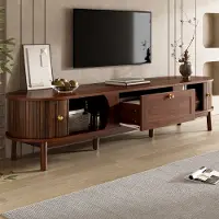 OKWISH Tv-Meubel - 170×39,5×38 Cm - 2 Schuifdeuren En 2 Lades - Opbergruimte Voor Woonkamer - MDF Walnoot