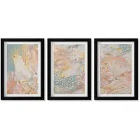 Wallfluent 3-Delige Schilderij Set - Abstracte Patronen In Pastelkleuren En Textuur - 20 x 30 cm - Decoratieve Muurdecoratie - Slaapkamer