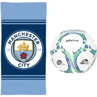 Manchester City strandset; strandlaken en voetbal