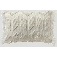 Dutch decor Sierkussen Odin Snow White met binnenkussen 60 x 40 cm met franje/Sierkussen Odin Snow white