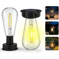 VHV - Solarlamp vervangingsunit - Solar deksel voor lantaarn - Set van 2 - Vervangende lampkoppen - Waterdicht - Met LED verlichting - Voor buiten lantaarns en tuindecoratie - Diameter 7 cm - Zwart