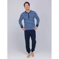 Pastunette Pyjama lang 'Blue Draft' donkerblauw