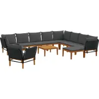 vidaXL 12 st Massief acaciahout & touw Naturel