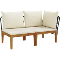 vidaXL 2 st Tuin Lounge Set met Kussens Massief acaciahout & touw