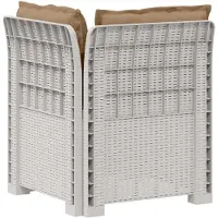 vidaXL Eén-zits Tuin Sofa met Kussens Rieten Look PP Wit