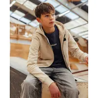 Indian blue jeans rechtvallend sweatvest met backprint - beige Backprint - maat 140