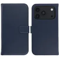 Selencia Echt Leren Bookcase voor de Apple iPhone 18 Pro Max / 17 Pro Max - Blauw