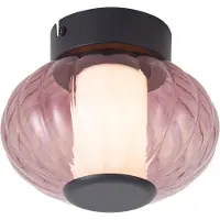 QAZQA Design Plafondlamp Zwart 18cm met Paars Glas Incl. LED 3-Staps Dimbaar - Margherite