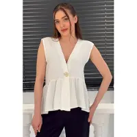 Bigdart V-hals Knoploze Mouwloze Blouse